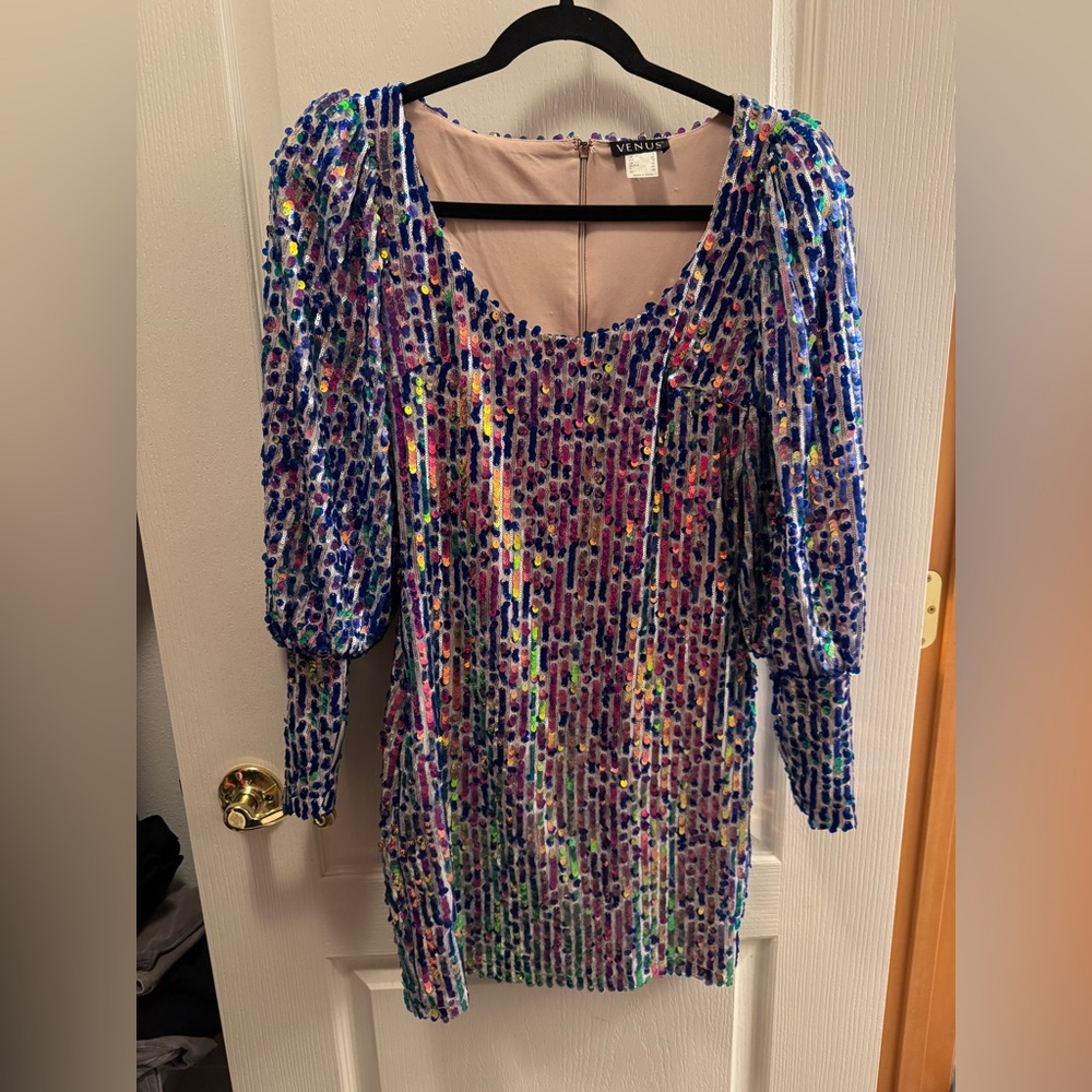VENUS Iridescent Sequins Mini Dress - Picture 2 of 8